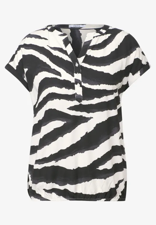 Thumbnail - Cecil Damen Blusenshirt mit Zebra Print in Grau, Gr: XXL