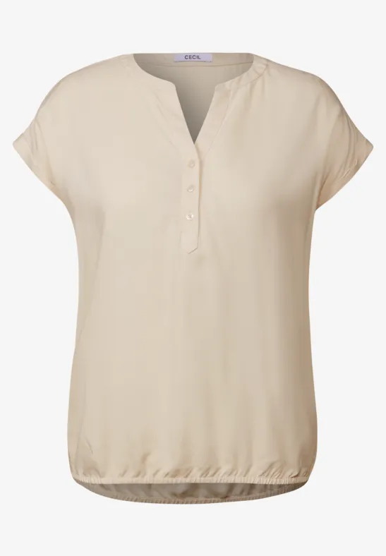 Thumbnail - Cecil Damen Kurzarmbluse in Unifarbe in Beige, Gr: XL
