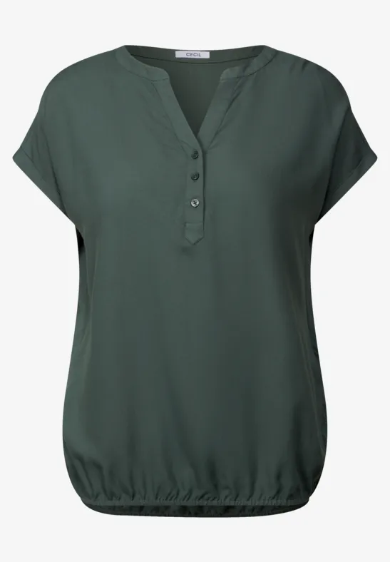 Thumbnail - Cecil Damen Kurzarmbluse in Unifarbe in Grün, Gr: XS