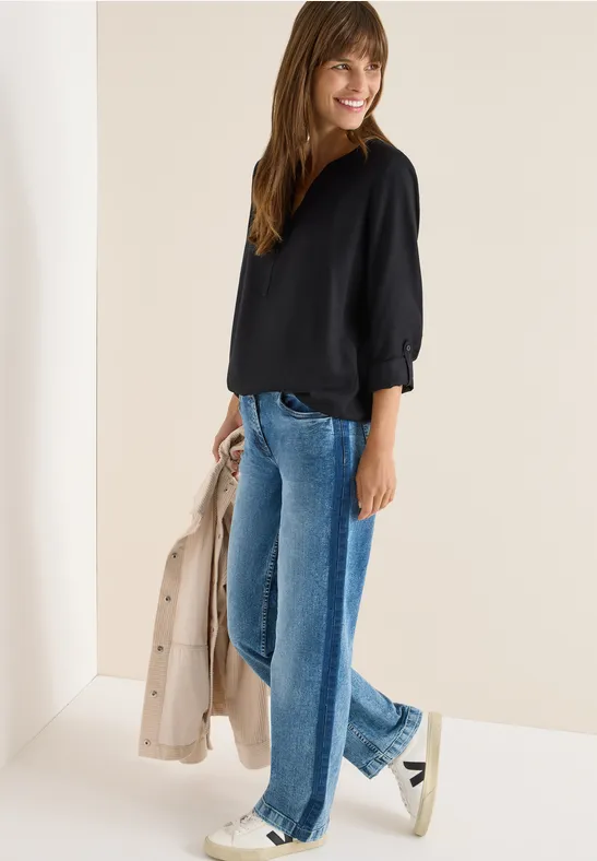 Thumbnail - Cecil Damen Bluse in Unifarbe in Schwarz, Gr: 3XL