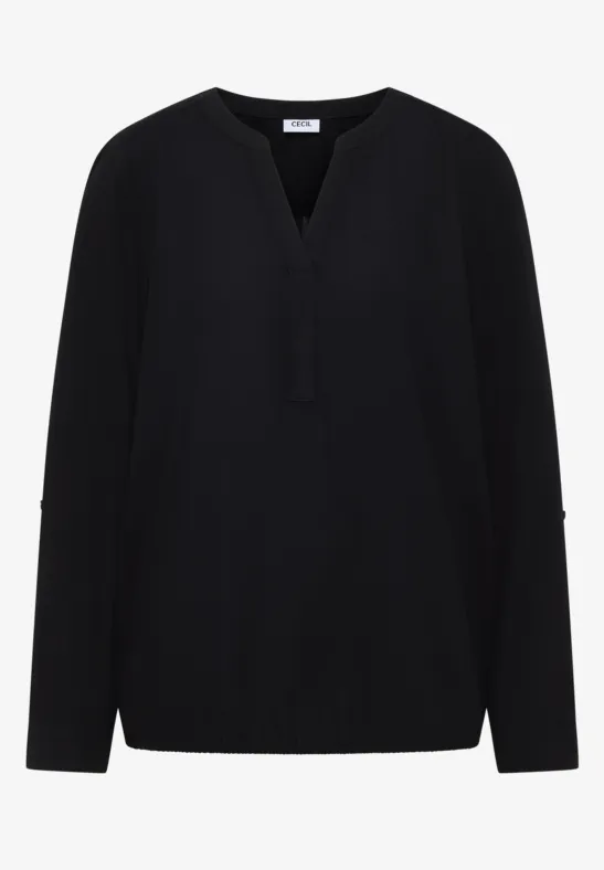 Thumbnail - Cecil Damen Bluse in Unifarbe in Schwarz, Gr: 3XL
