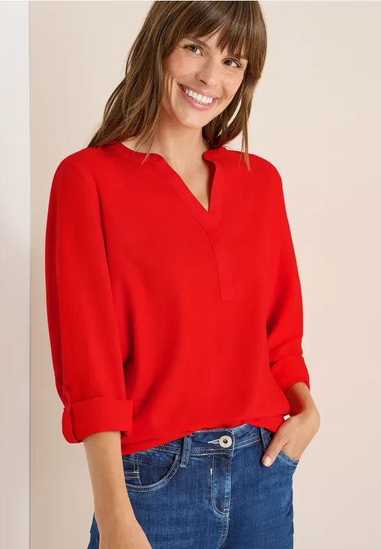 cecil Bluse Split Neck Turn Up Viskose Orange