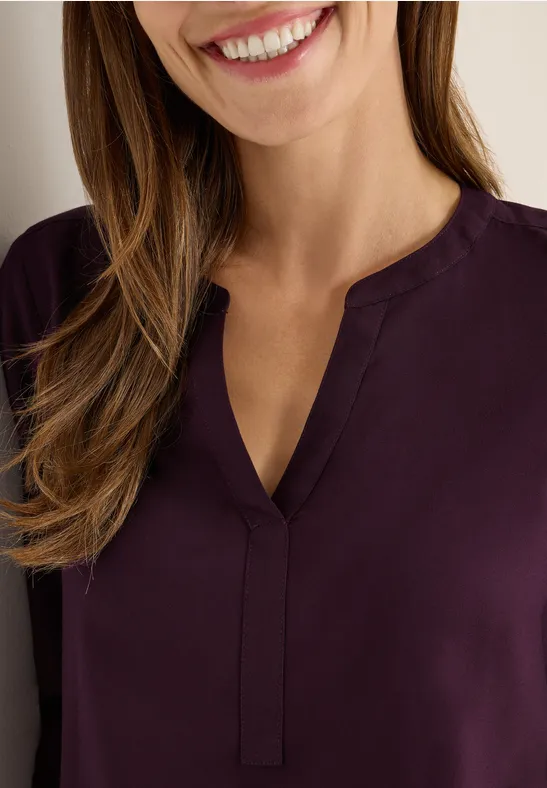 cecil Bluse Split Neck Viskose Turn-Up Rot