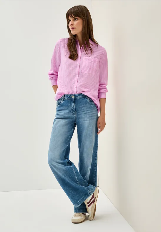 Thumbnail - Cecil Damen Gestreifte Hemdbluse in Rosa, Gr: XL