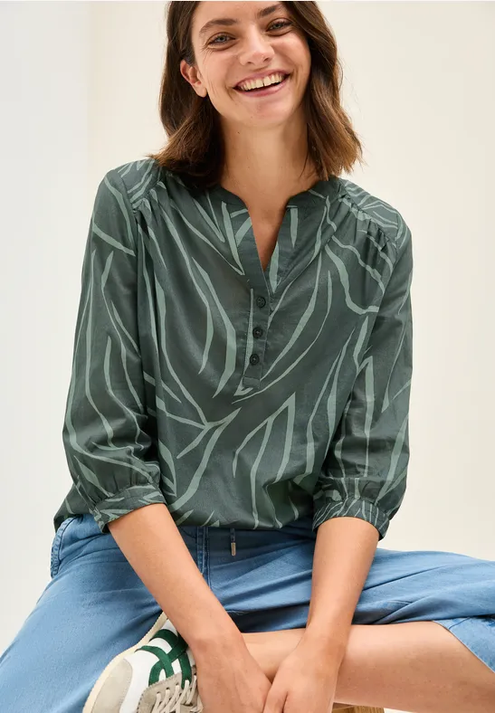 Thumbnail - Cecil Damen Print-Mix Bluse in Grün, Gr: XL