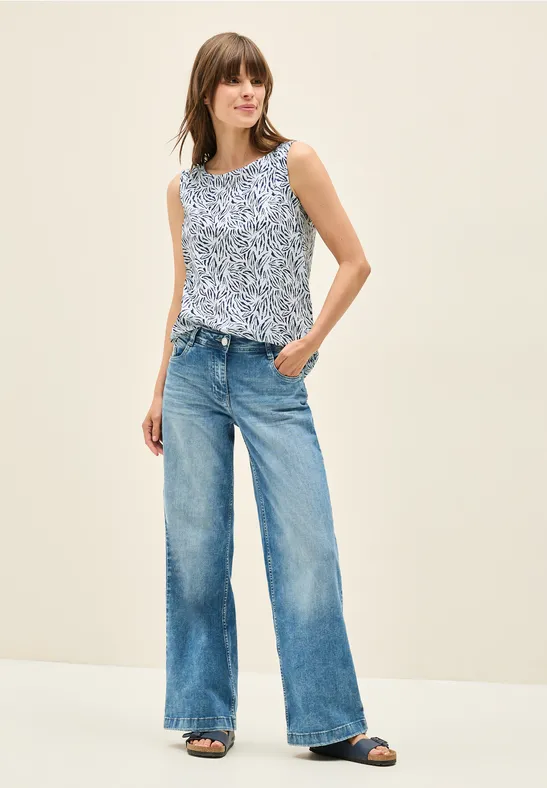 Thumbnail - Cecil Damen Blusentop mit Minimal Print in Weiß, Gr: XS