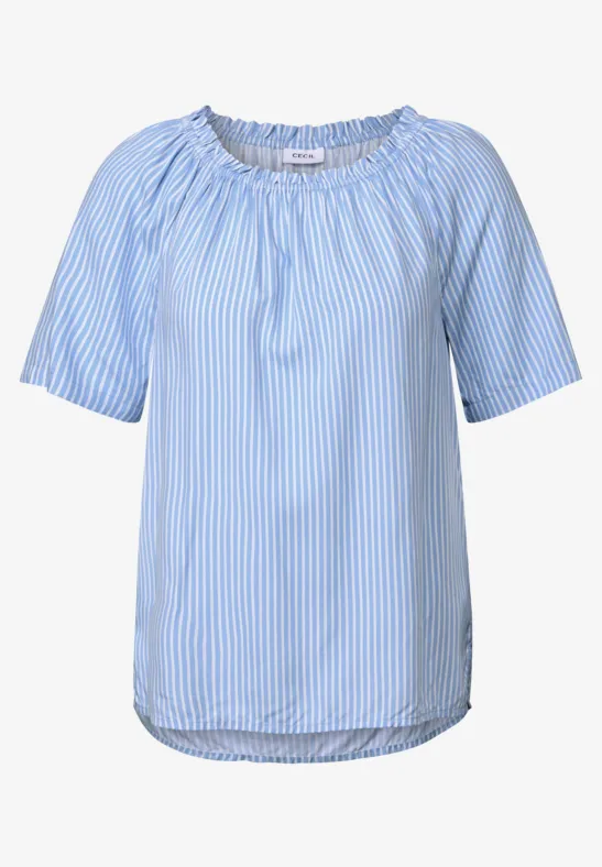 Thumbnail - Cecil Damen Bluse mit elastischem Kragen in Blau, Gr: XXL