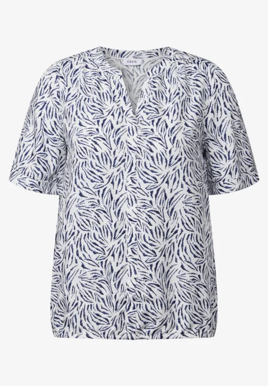 Thumbnail - Cecil Damen Gemusterte Split Neck Bluse in Weiß, Gr: L