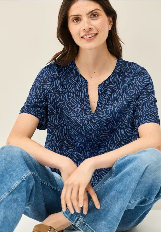 Cecil Gedessineerde blouse met gespleten hals