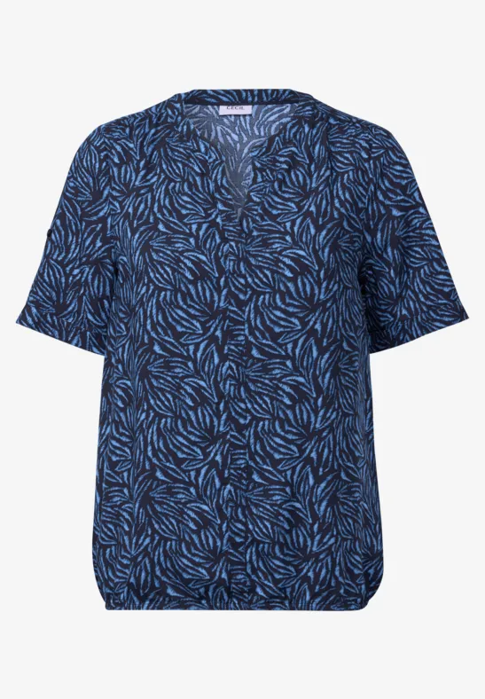 Thumbnail - Cecil Damen Gemusterte Split Neck Bluse in Blau, Gr: M
