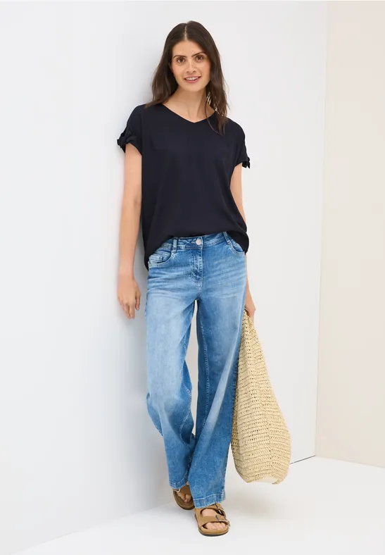 Thumbnail - Cecil Damen Blusenshirt in Unifarbe in Blau, Gr: M