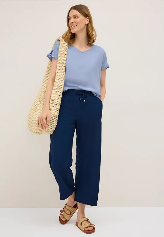 Thumbnail - Cecil Damen Blusenshirt in Unifarbe in Blau, Gr: XXL