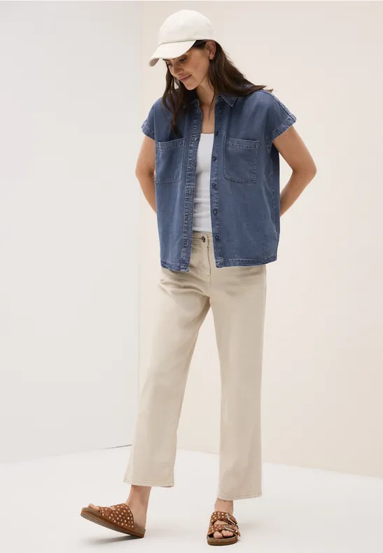 Thumbnail - Cecil Damen Lyocell Bluse in Blau, Gr: XL