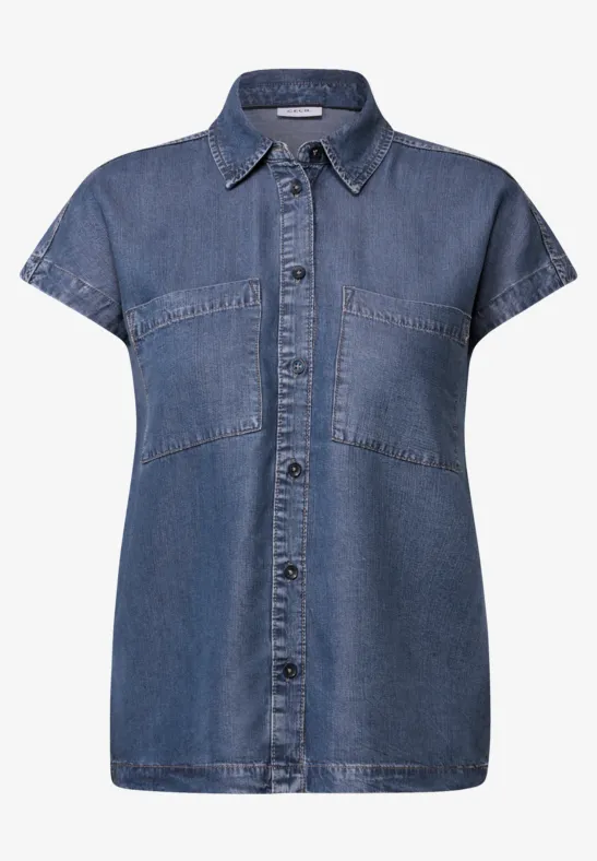 Thumbnail - Cecil Damen Lyocell Bluse in Blau, Gr: XL