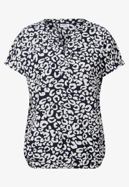 Thumbnail - Cecil Damen Leo Split Neck Bluse in Blau, Gr: XL