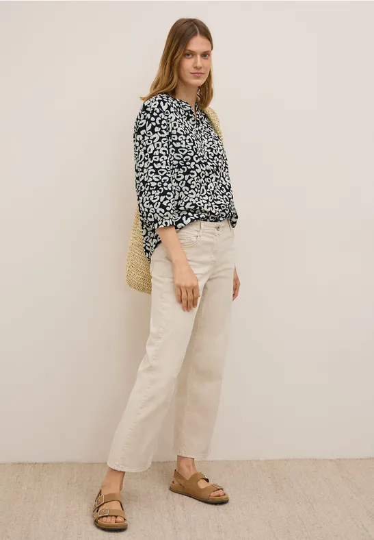 Thumbnail - Cecil Damen Gemusterte Baumwollbluse in Blau, Gr: XS