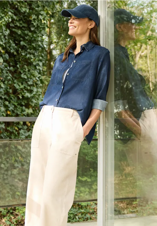 Denim Look Baumwollhemdbluse günstig online kaufen