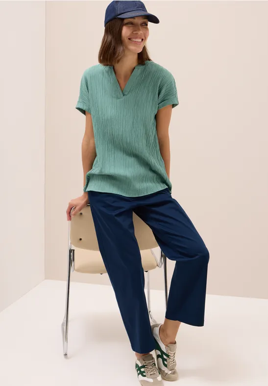 Thumbnail - Cecil Damen Blusenshirt mit Struktur in Grün, Gr: XL