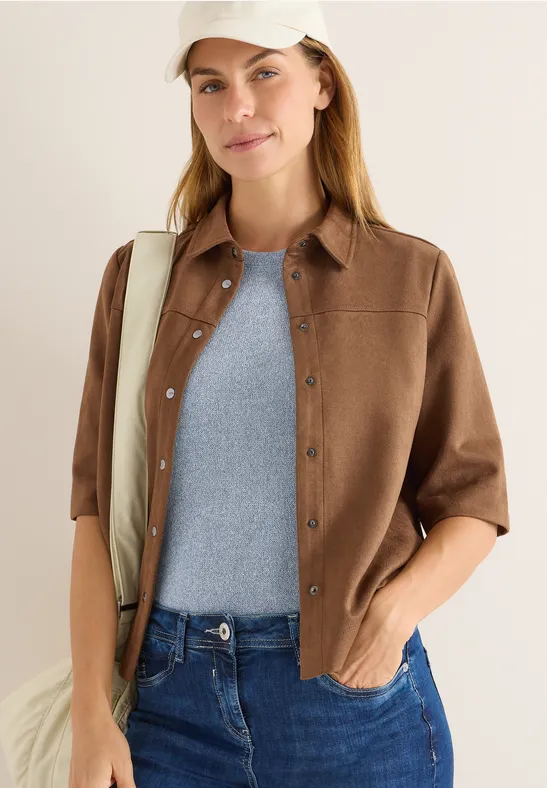 Thumbnail - Cecil Damen Veloursbluse in Braun, Gr: XXL
