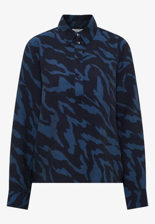 Thumbnail - Cecil Damen Gemusterte Bluse in Blau, Gr: XXL