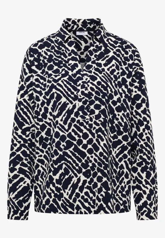 Thumbnail - Cecil Damen Gemusterte Bluse in Blau, Gr: 3XL