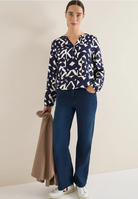 Thumbnail - Cecil Damen Gemusterte Bluse in Blau, Gr: XS