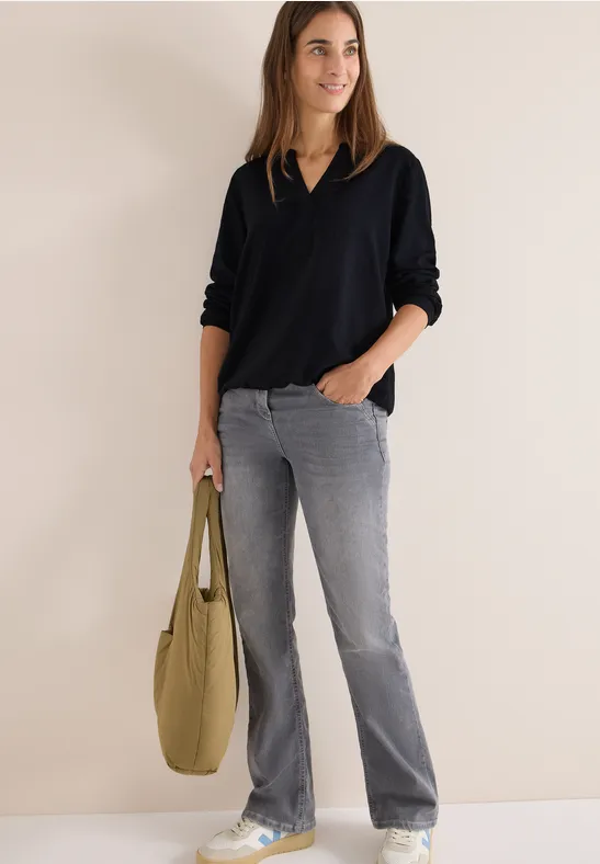 Thumbnail - Cecil Damen Bluse in Unifarbe in Schwarz, Gr: M