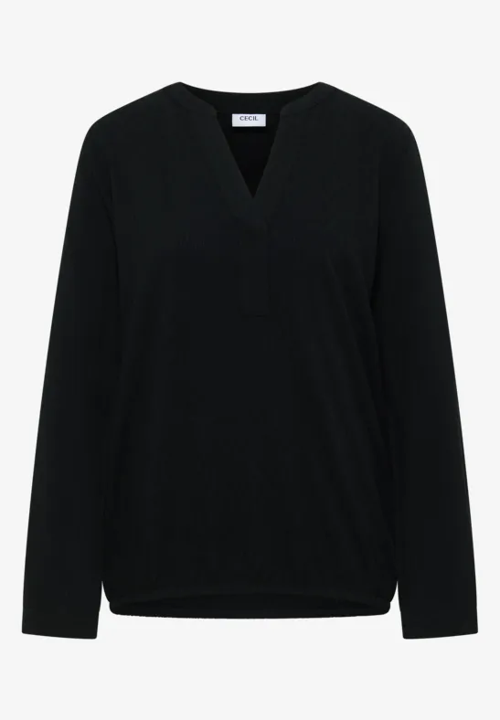 Thumbnail - Cecil Damen Bluse in Unifarbe in Schwarz, Gr: M
