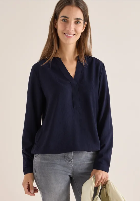 Thumbnail - Cecil Damen Bluse in Unifarbe in Blau, Gr: XS