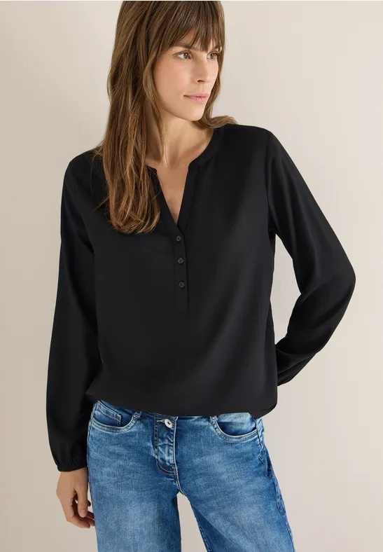 Thumbnail - Cecil Damen Bluse in Unifarbe in Schwarz, Gr: S