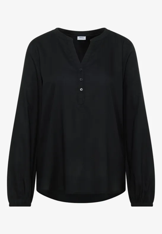 Thumbnail - Cecil Damen Bluse in Unifarbe in Schwarz, Gr: S