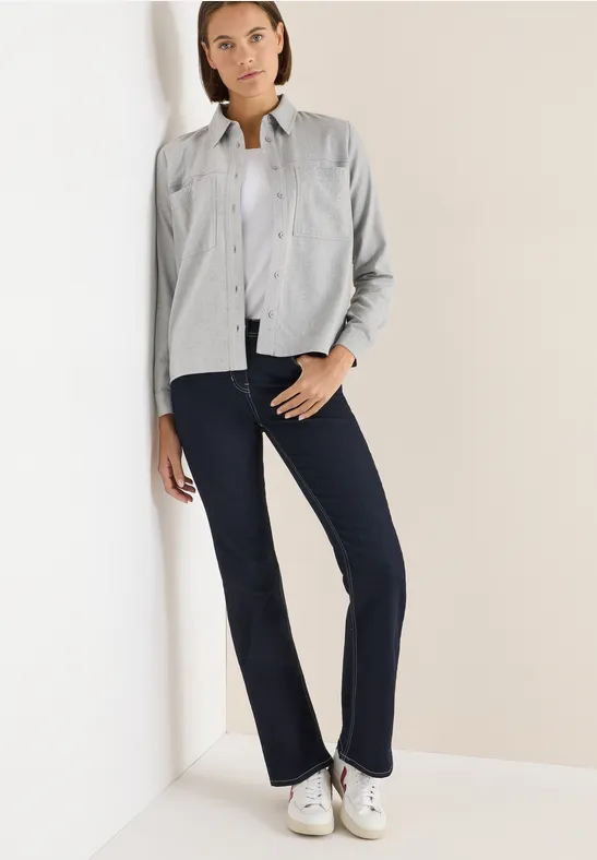 Thumbnail - Cecil Damen Flanellbluse mit Nieten in Grau, Gr: M