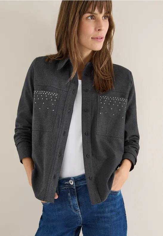 Flanellbluse mit Nieten günstig online kaufen