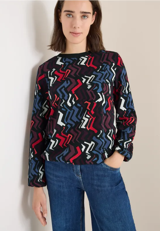 Cecil Blouse met print en glitter -