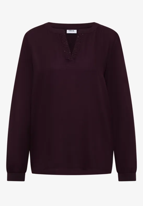 Thumbnail - Cecil Damen Bluse mit Glitzerdetails in Rot, Gr: M