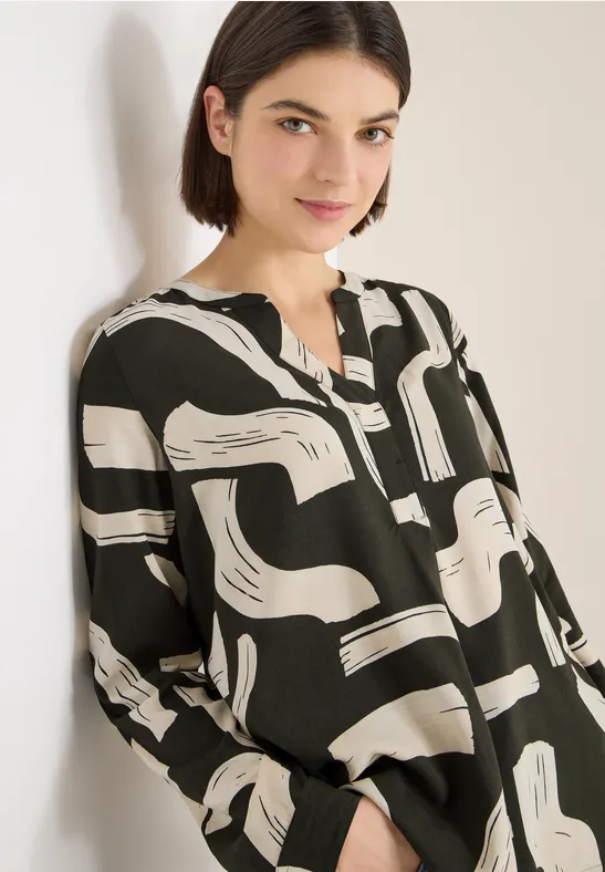 Gemusterte Split Neck Bluse günstig online kaufen