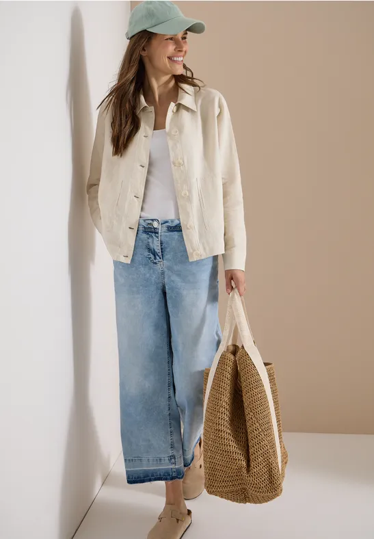 CECIL Langarm Bluse mit Hemdkragen aus Leinen günstig online kaufen