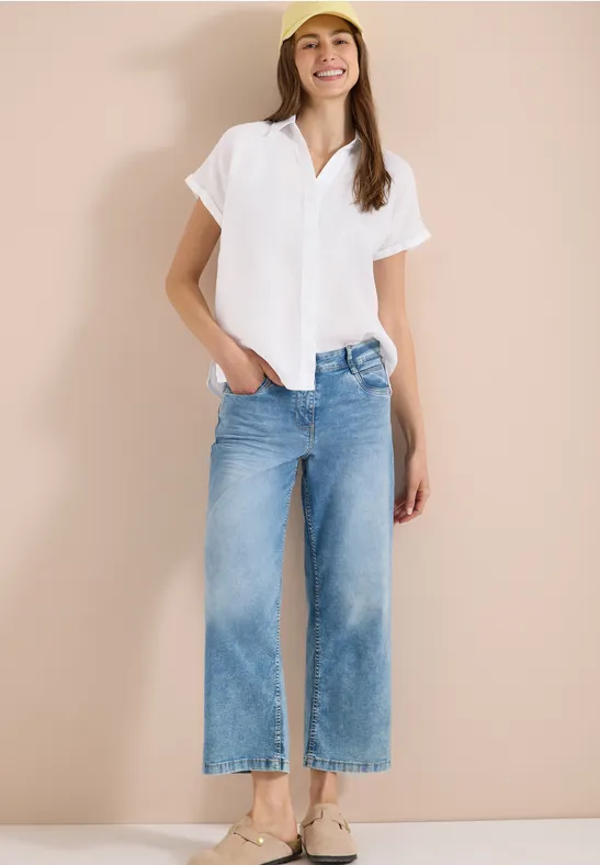 Cecil Blouse met hangende schouder in linnen