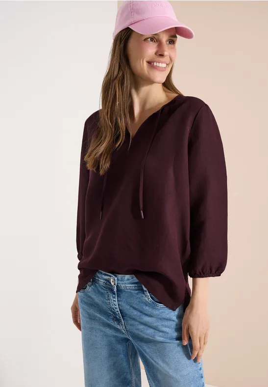 cecil Tunika Split Neck Leinen-Viskose Rot