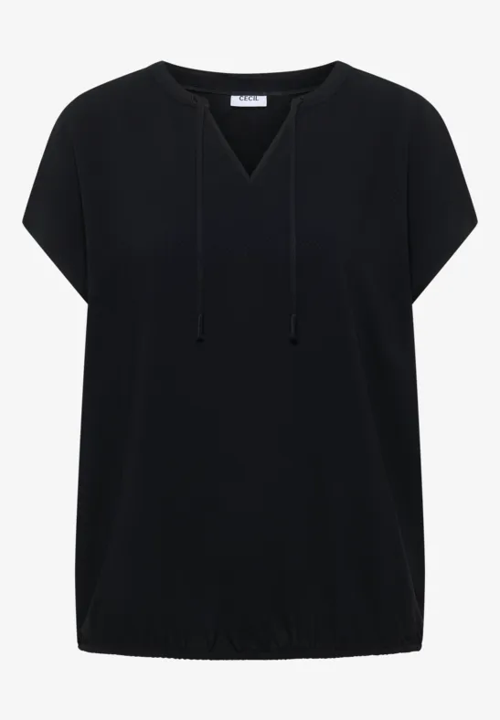 Thumbnail - Cecil Damen Kurzarm Bluse mit Strukturmix in Schwarz, Gr: M