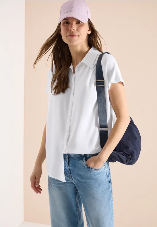 CECIL Basic Bluse mit Hemdkragen in Unifarbe günstig online kaufen