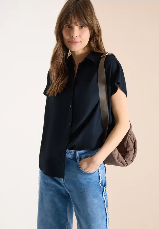 CECIL Basic Bluse mit Hemdkragen in Unifarbe günstig online kaufen
