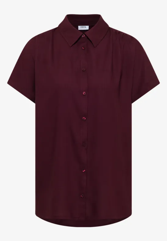 Thumbnail - Cecil Damen Basic Bluse mit Hemdkragen in Unifarbe in Rot, Gr: M