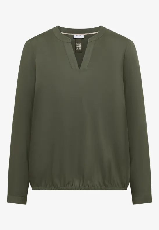 Thumbnail - Cecil Damen Bluse in Unifarbe in Grün, Gr: XXL