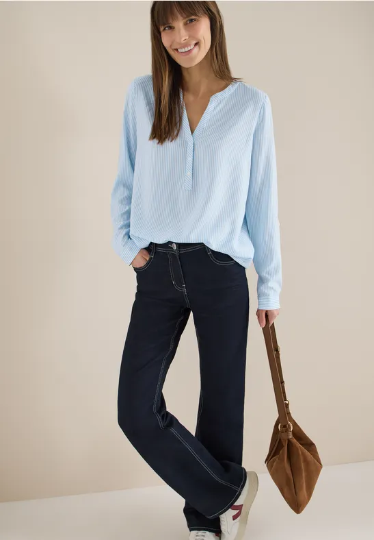 Thumbnail - Cecil Damen Gestreifte Bluse in Blau, Gr: XL