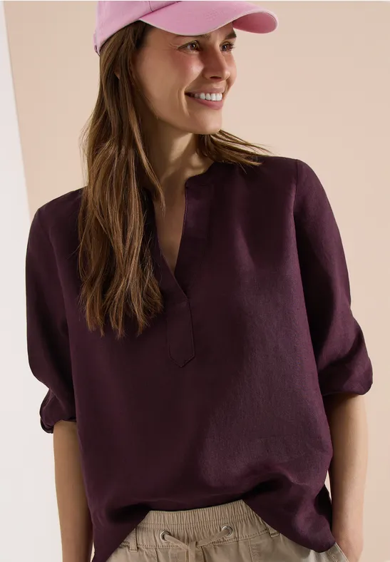 cecil Tunika 3/4-Arm Split Neck Leinen Rot