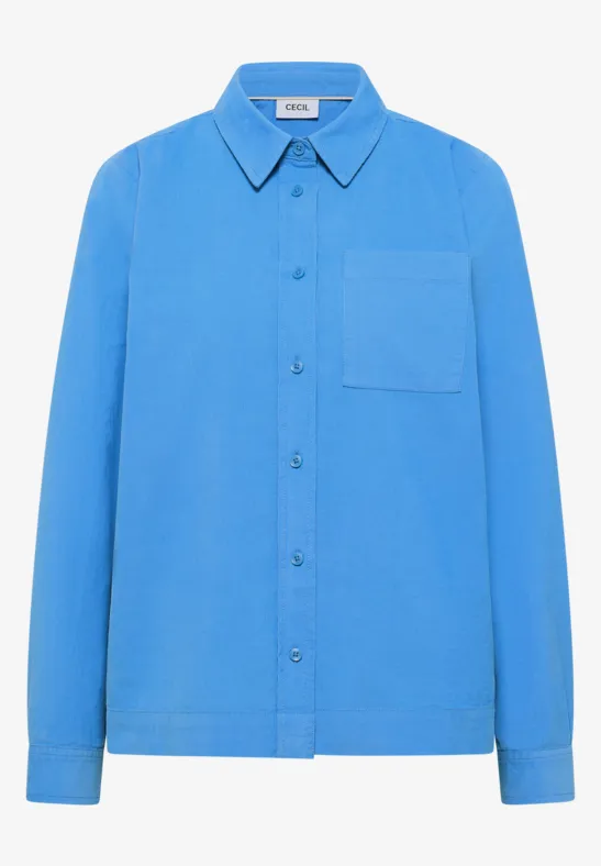 Thumbnail - Cecil Damen Hemdbluse in Unifarbe in Blau, Gr: XS