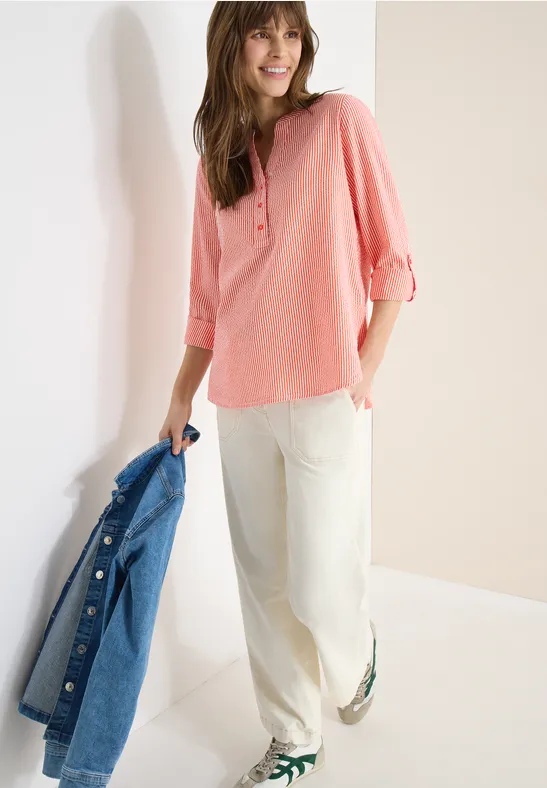 Gestreifte Seersucker Bluse günstig online kaufen