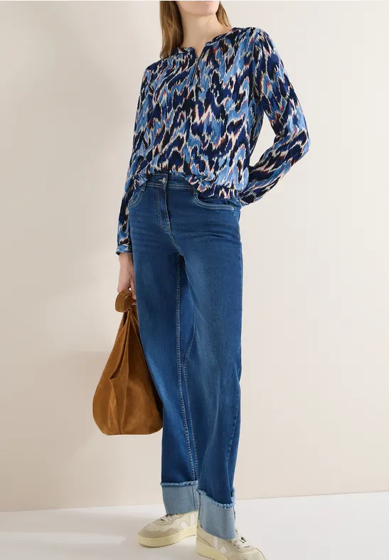 Thumbnail - Cecil Damen Print Bluse in Blau, Gr: XL