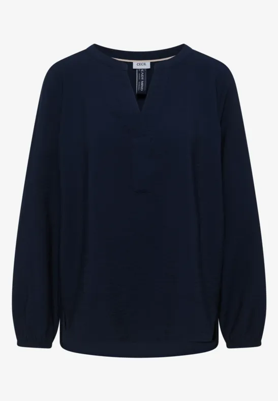 Thumbnail - Cecil Damen Bluse in Unifarbe in Blau, Gr: XS